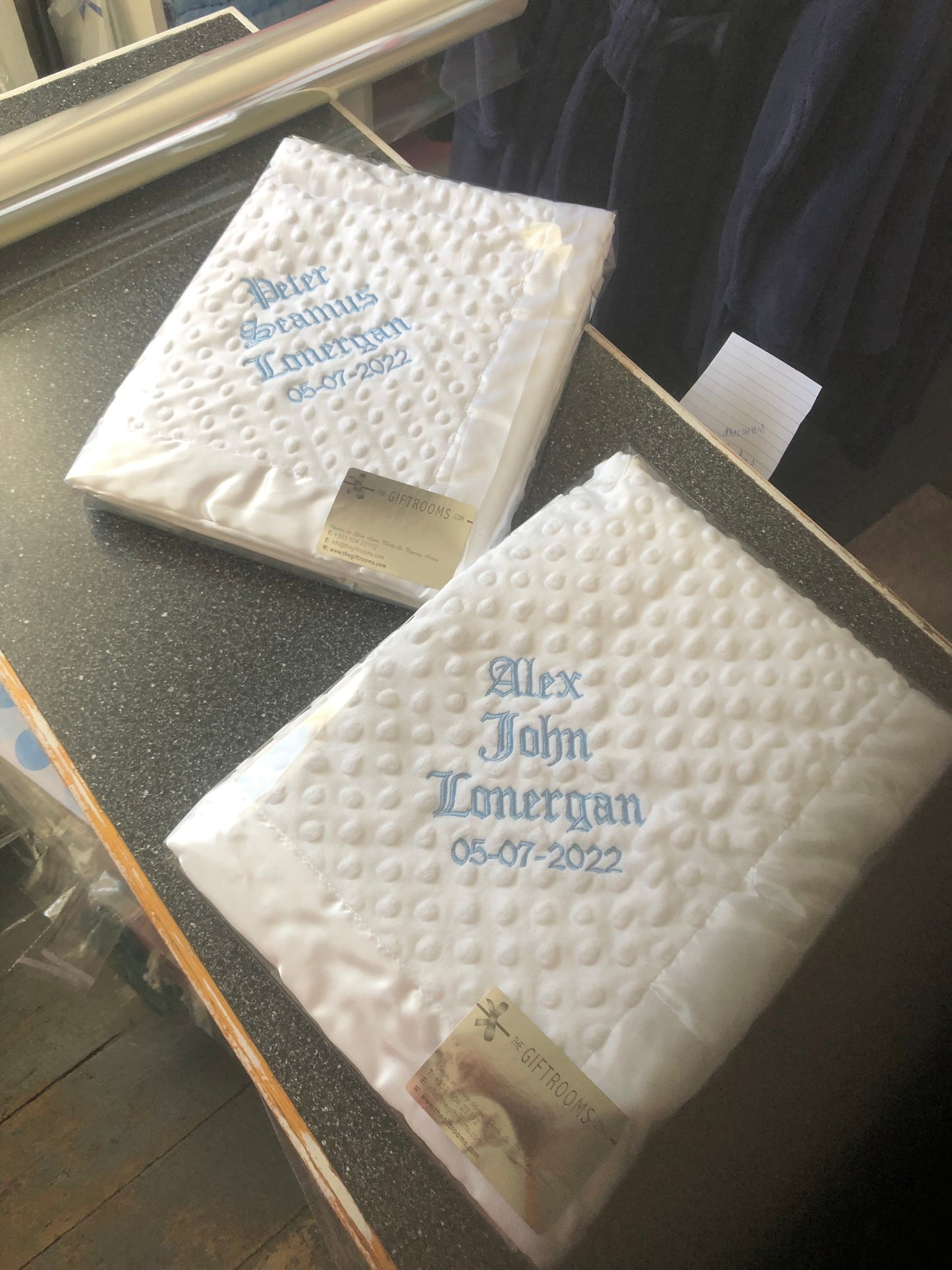 Personalised White Dimpled Christening Blanket