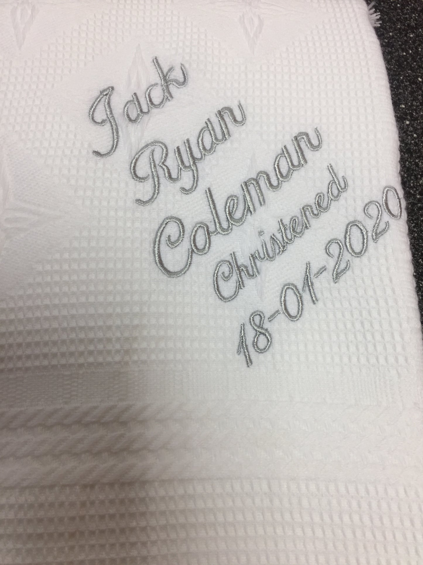 Personalised White Star Christening Shawl