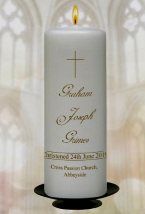 Blue Personalised Christening Candles