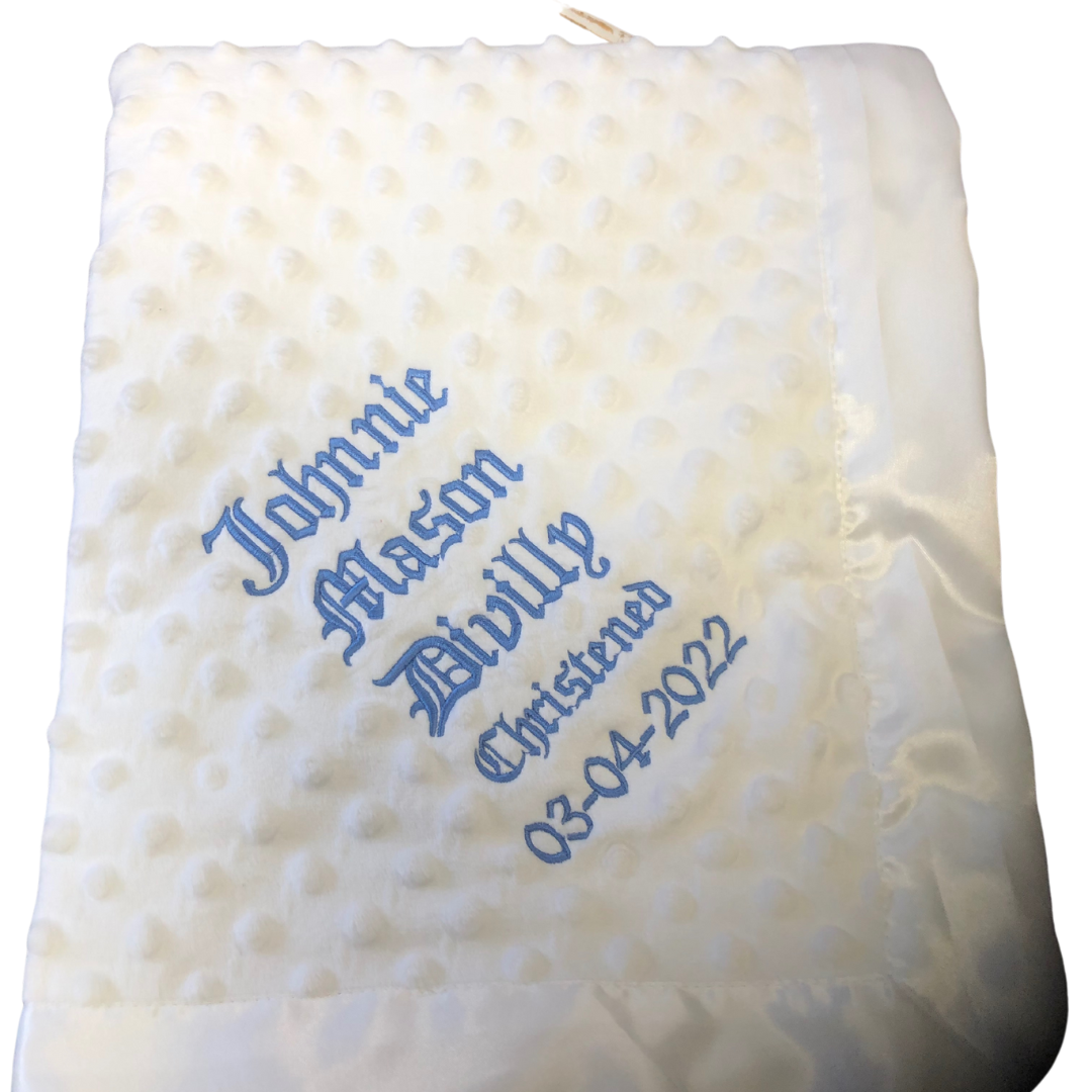 Personalised White Dimpled Christening Blanket