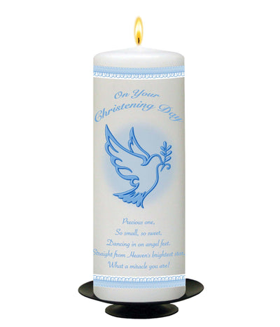 Blue Personalised Christening Candles by The Gift Rooms
