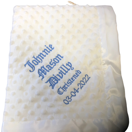Personalised White Dimpled Christening Blanket