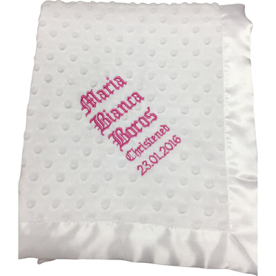 Personalised White Dimpled Christening Blanket by The Gift Rooms