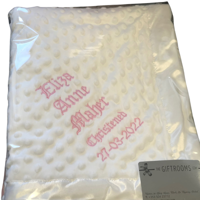 Personalised White Dimpled Christening Blanket