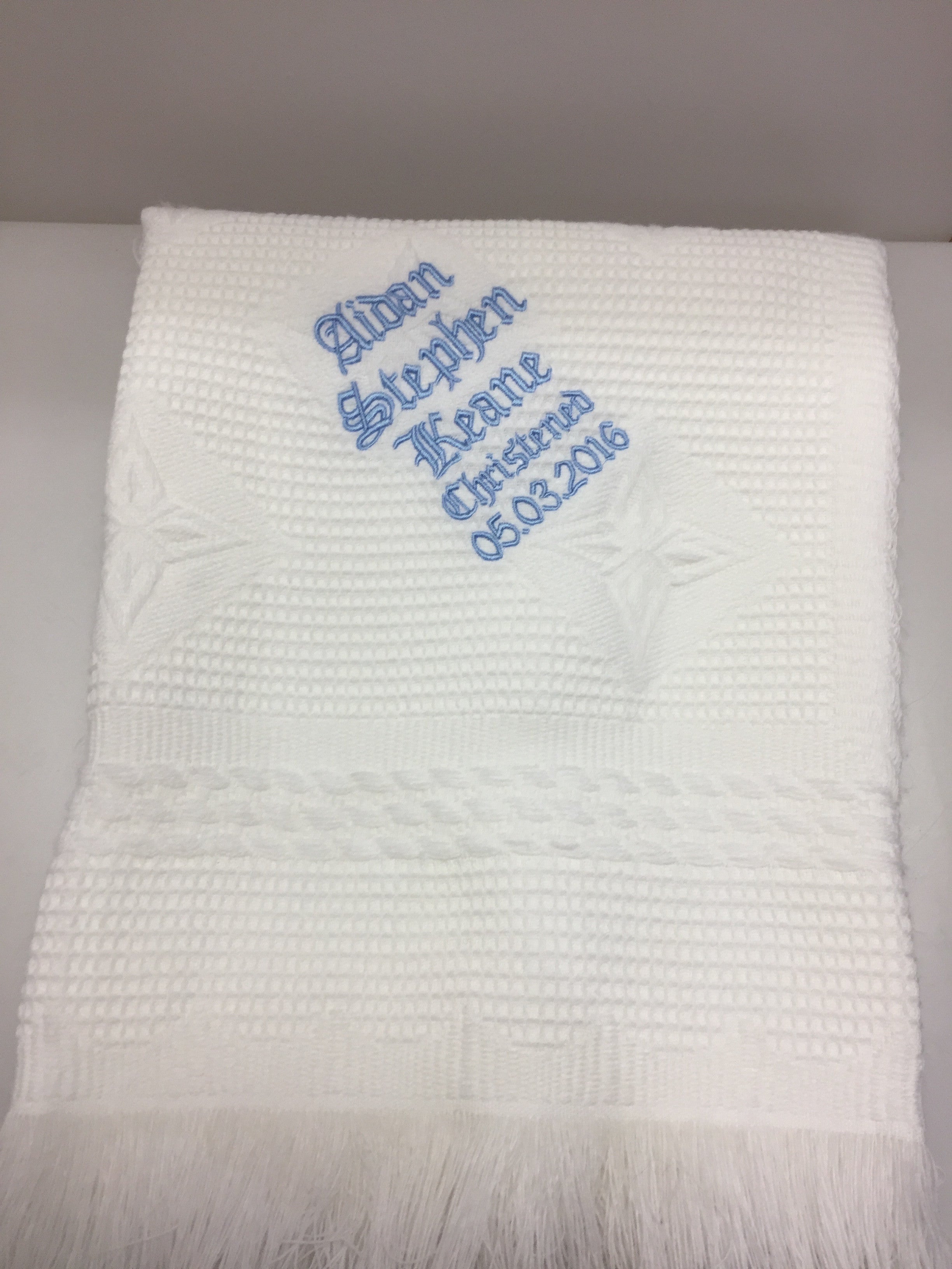 Personalised White Star Christening Shawl by The Gift Rooms
